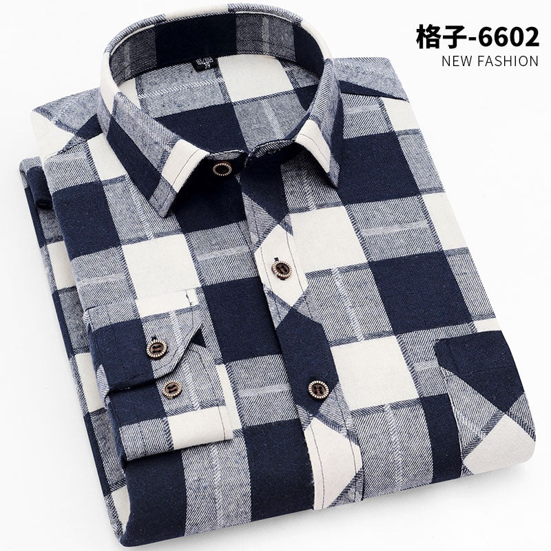 Spring New Men's Brushed Plaid Long-Sleeved Shirt, Cross-Border European and American Amazon Best-Selling Non-Iron Shirt, British Style