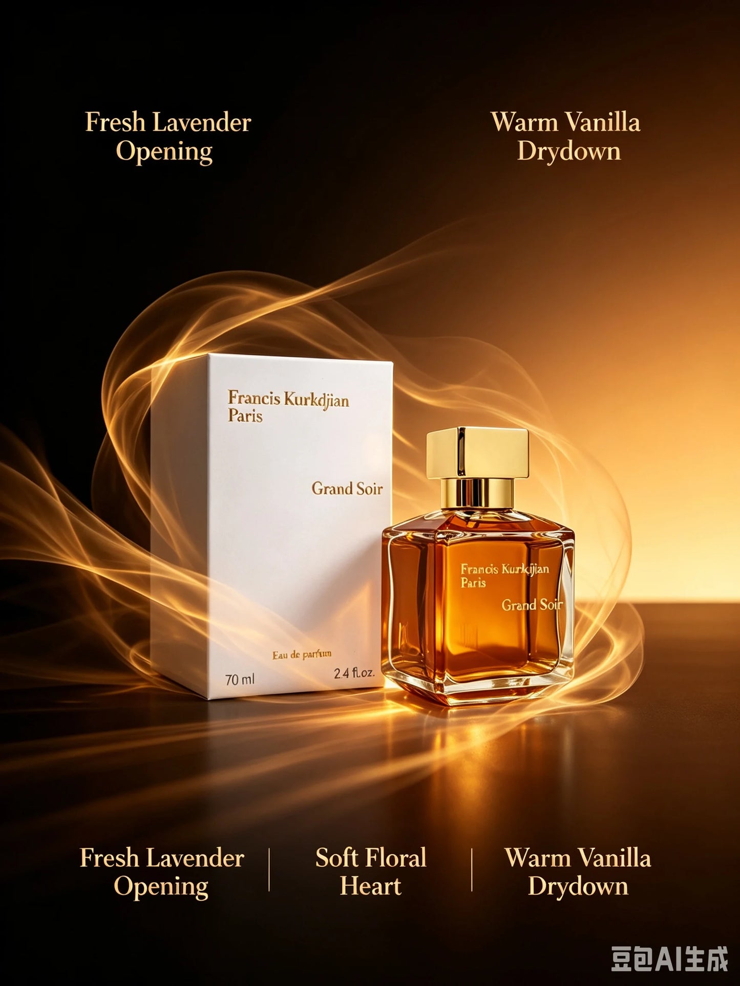 Grand Soir Eau de Parfum 2.4 Fl Oz 70ml, Warm Woody Oriental Unisex Luxury Niche Perfume with Benzoin Vanilla Rich Amber Smooth Cedarwood Incense, Long Lasting Cozy Evening Scent for Winter Date Night Formal Events, New Listi