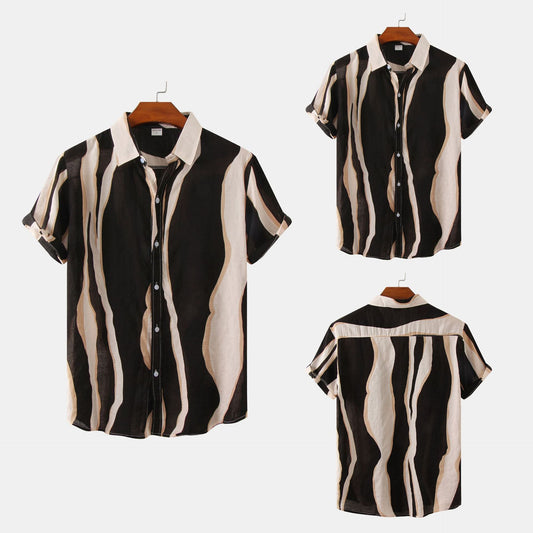 Foreign Trade European and American Men's eBay AliExpress Explosions Short-sleeved Floral Shirt Korean Fashion Slim-fit Trendy Shirt for Men