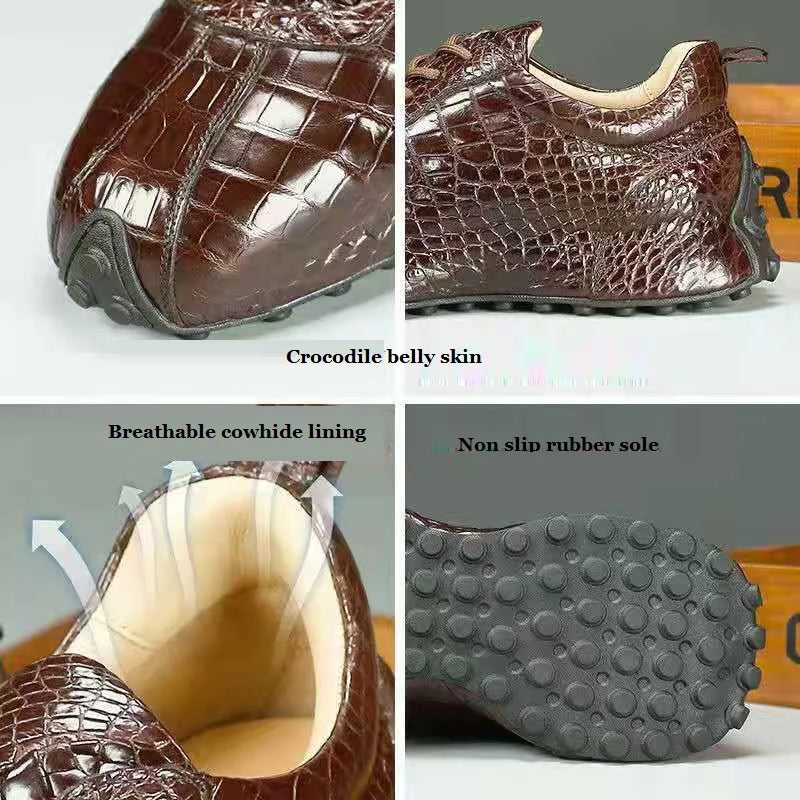 2026 new arrival Fashion Crocodile Belly Skin causal shoes men,male Genuine leather Sneakers 018
