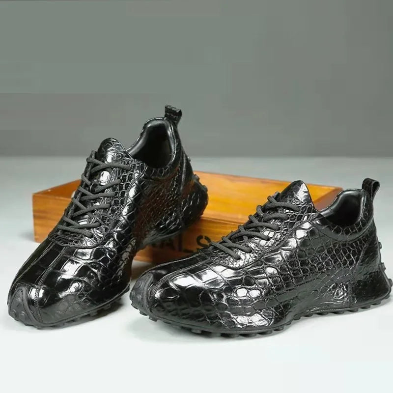 2026 new arrival Fashion Crocodile Belly Skin causal shoes men,male Genuine leather Sneakers 018