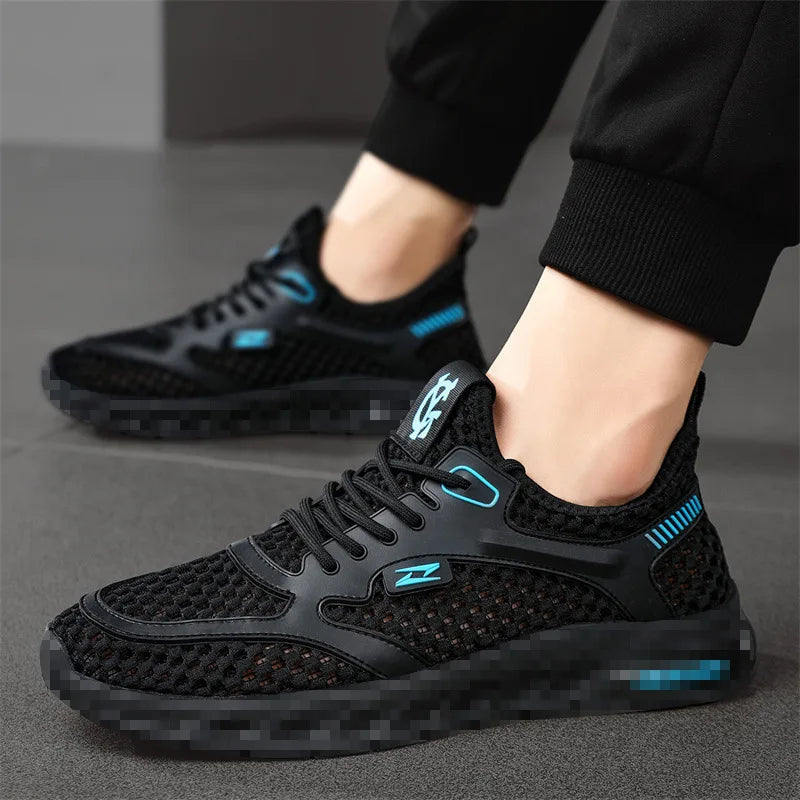 Men's Breathable Running Shoes 2026 New Hollow out Sport Shoes Summer Trendy Comfortable Casual Shoes Mesh Upper EVA Insole