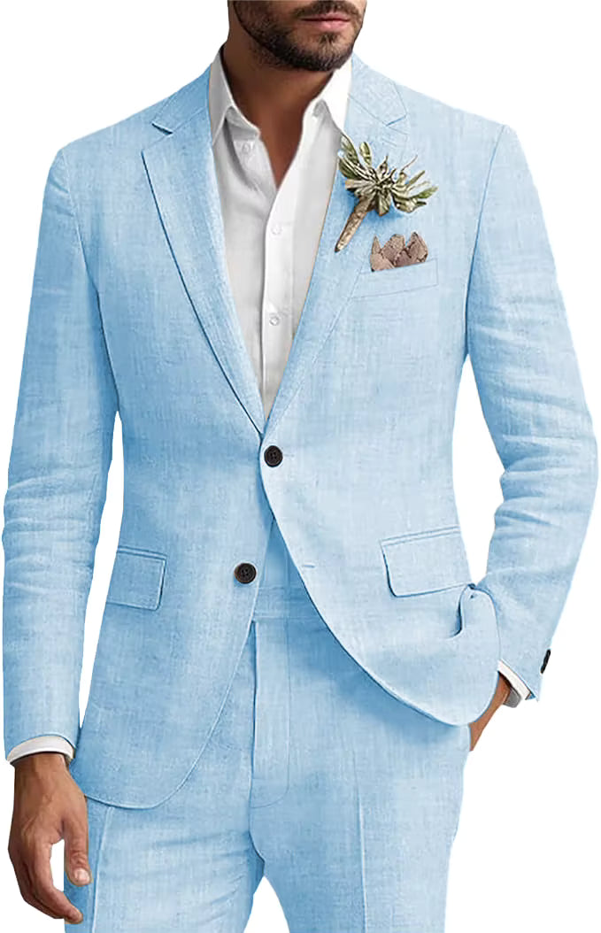 European and American Men's Two-piece Suit Light Business Leisure Suit Groom's Wedding Dress Reception Men's Suit